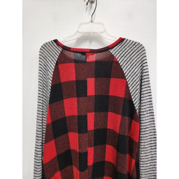 White Birch Womens BOHO Sweater Dress XL Black Red Plaid Soft Knit Long Sleeve - Picture 7 of 7